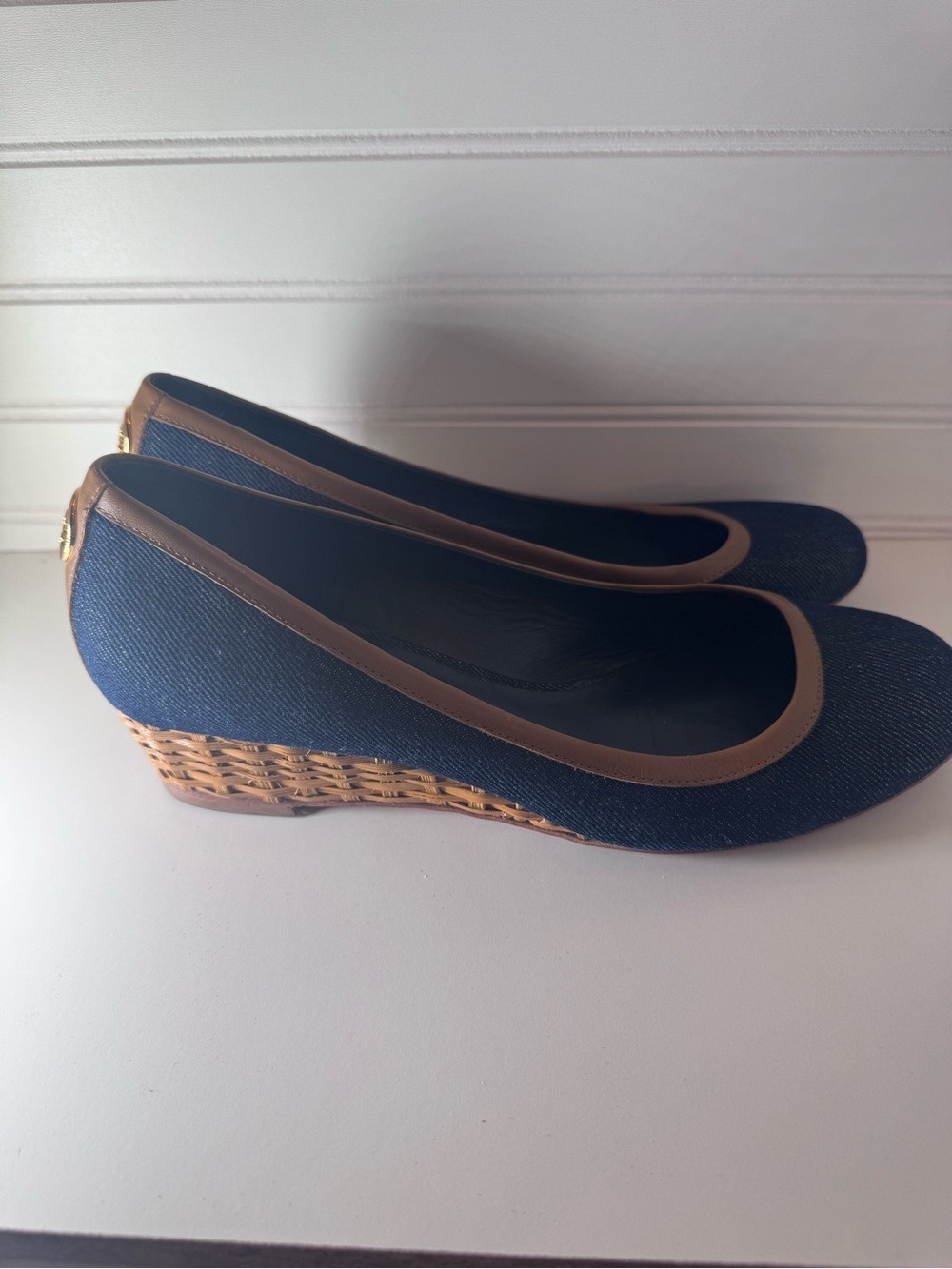 Tory Burch Denim Wedge Pumps - size 10 - Picture 5 of 7